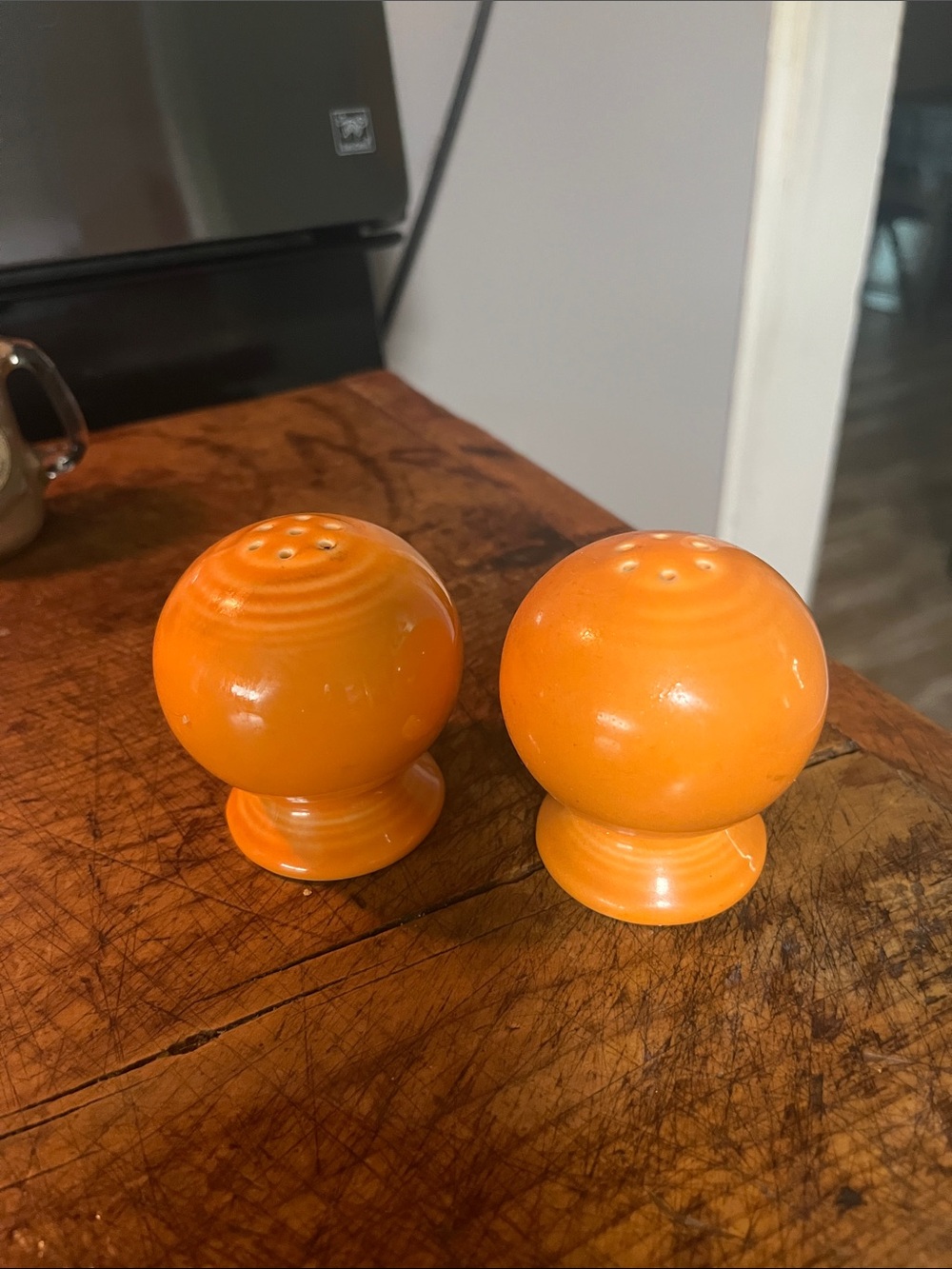 Fiestaware Orange Ceramic Salt and Pepper Shakers - Pair